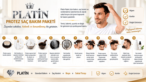 Platin Protez Saç Bakım Paketi (Bakım + Boy + Sakal)